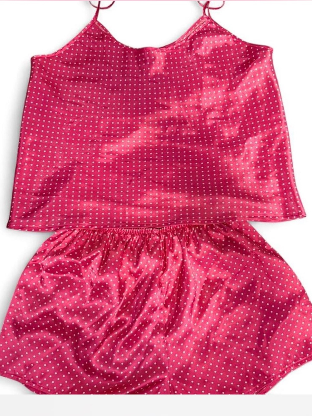 Vintage Cinema Etoile Pink polka dot silk pyjama set